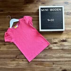 Mini Boden Short Sleeve Bright Pink Pointelle Top 9/10